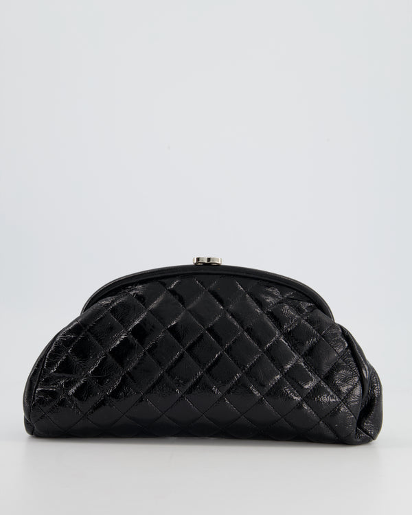*FIRE PRICE* Chanel Black Patent Timeless Clutch Bag with Silver Hardware