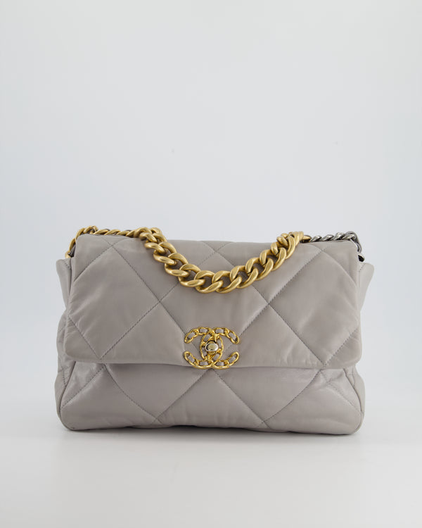 Chanel Dove Grey Medium 19 Bag in Coated Calfskin with Mixed Hardware