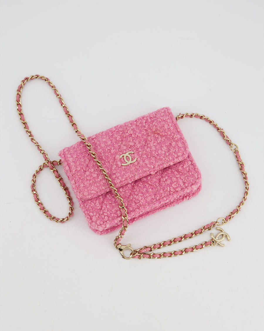 Chanel Ultra Mini Pink Tweed Belt-Bag with Champagne Gold Hardware – Sellier