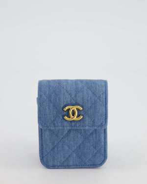 Chanel Ultra Mini Denim Wallet on Chain Bag with Gold Hardware