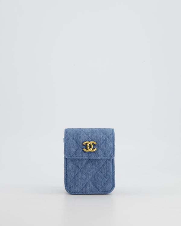 Chanel Ultra Mini Denim Wallet on Chain Bag with Champagne Gold Hardware