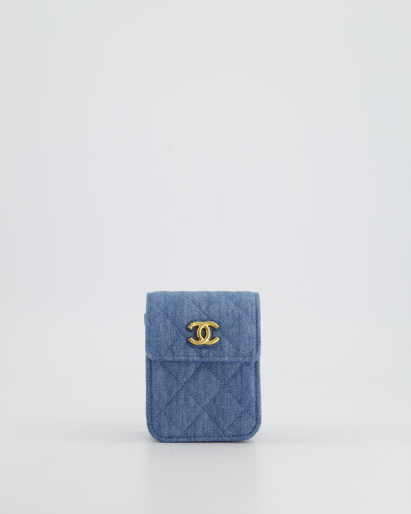 Chanel Ultra Mini Denim Wallet on Chain Bag with Gold Hardware