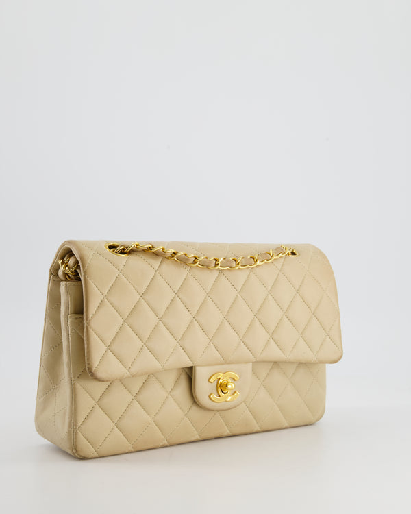 *FIRE PRICE* Chanel Beige Vintage Classic Double Flap in Lambskin Leather with 24K Gold Hardware