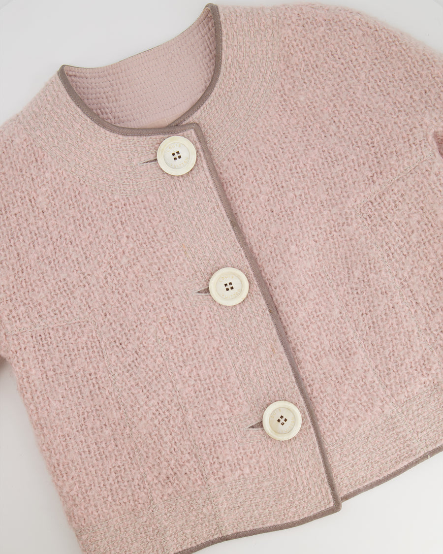 Louis Vuitton Pink Wool Tweed Jacket with Gold Detailing Size FR 38 (UK 10)