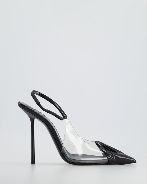 Saint Laurent Black Patent & PVC Slingback Chica Heels Size EU 39.5 RRP £885