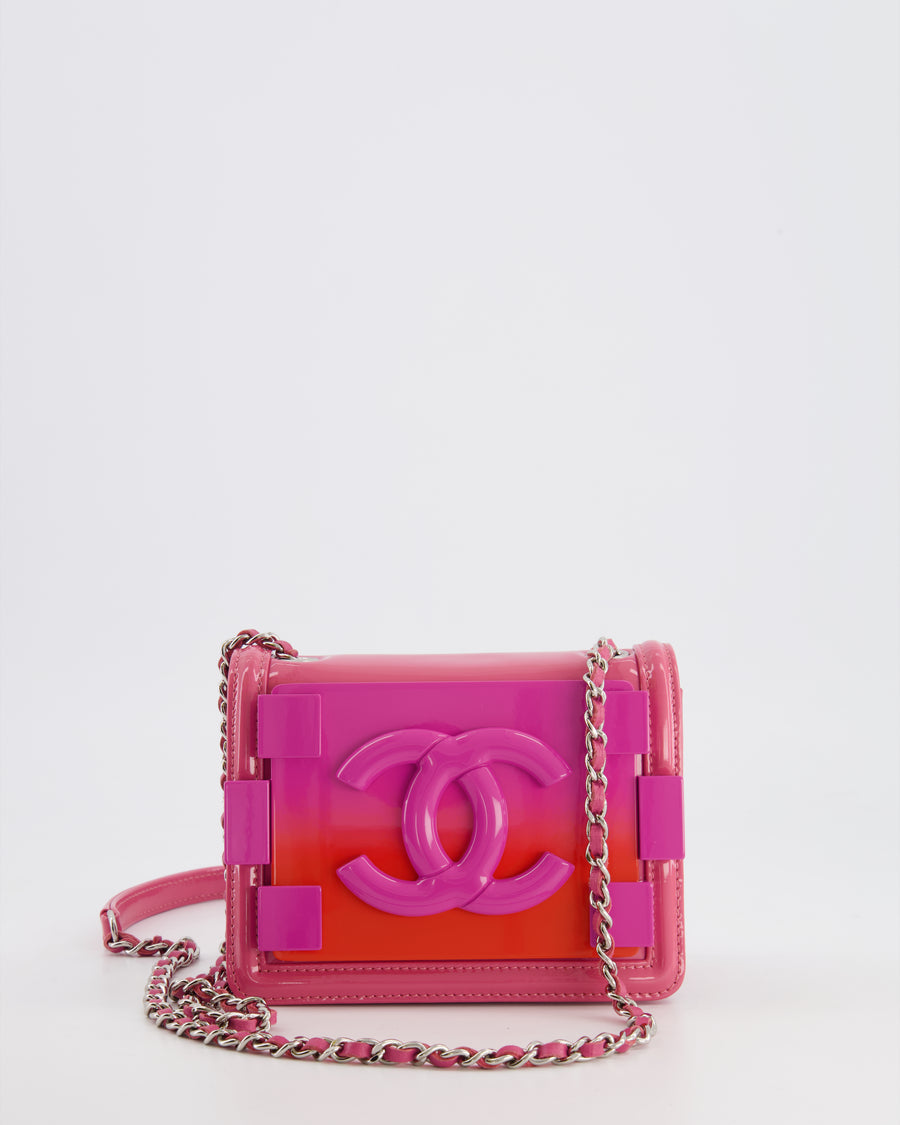 Like New) Chanel Classic Quilted Pink Ombre Metallic Lambskin Mini