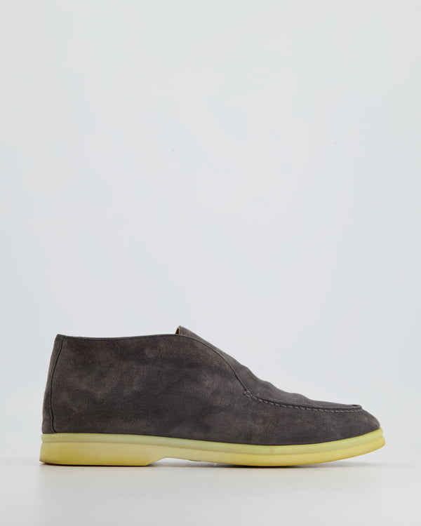 Loro Piana Suede Open Walk Boots in Sandstone Grey Size EU 38.5