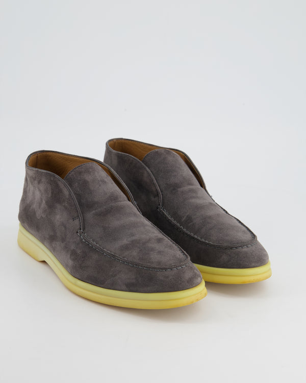 Loro Piana Suede Open Walk Boots in Sandstone Grey Size EU 38.5