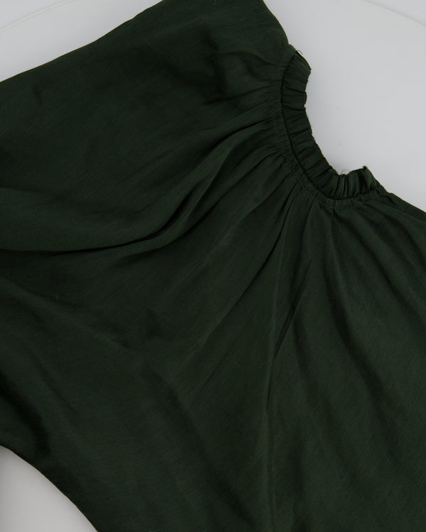 Aje Green One Shoulder Maxi Dress with Puffy Sleeve Size UK 10