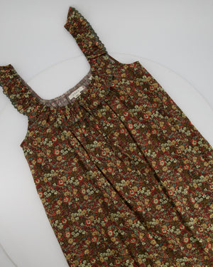 Dôen Colorful Sleeveless Floral Midi Dress with Ruffled Details Size XS (UK 4-6)
