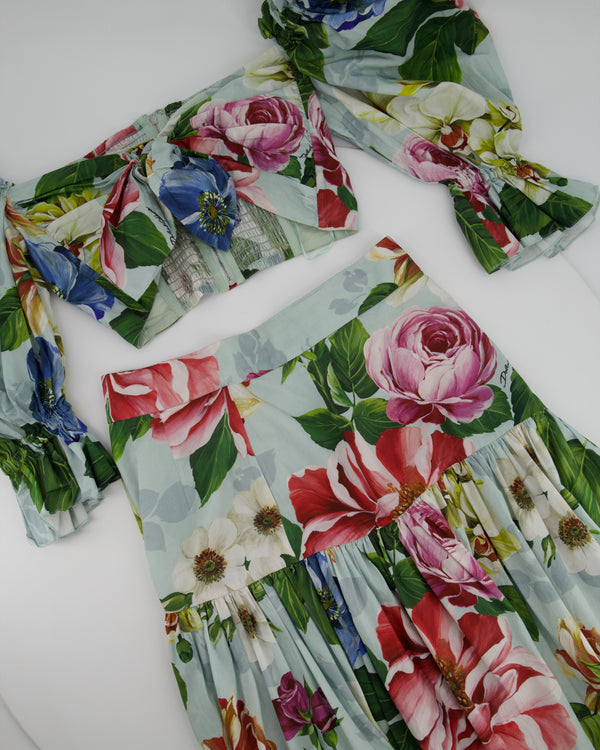 Dolce & Gabanna Floral Print Maxi Skirt and Crop Top Set Size IT 40 (UK 8)