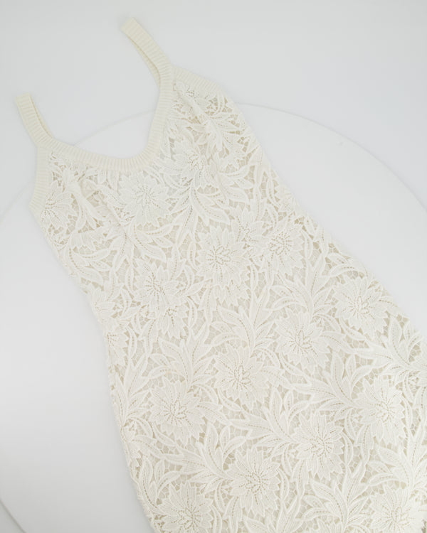 Ermanno Scervino White Floral Crochet Midi Dress Size Itv 40 (UK 8)