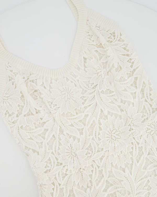 Ermanno Scervino White Floral Crochet Midi Dress Size Itv 40 (UK 8)