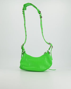 Balenciaga Le Cagole XS Shoulder Bag in Croc Embossed Calfskin Leather and Silver Hardware £1890
