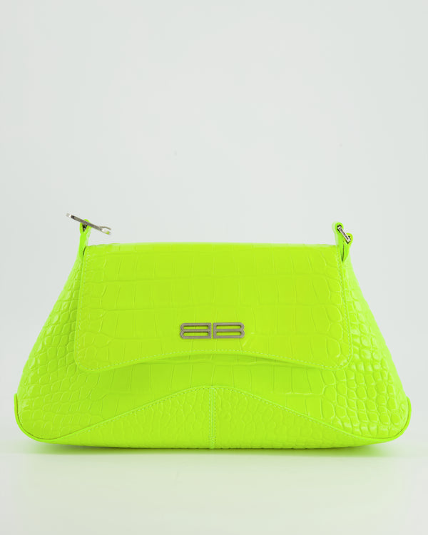 *FIRE PRICE* Balenciaga Neon Yellow Croc Embossed Calf Leather XX Shoulder Bag £1400