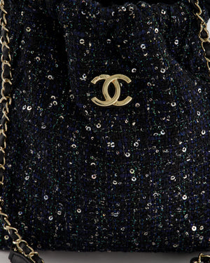 HOT* Chanel Navy Sequin Tweed Hobo Bag with Pearl Rope Handle and Cha –  Sellier