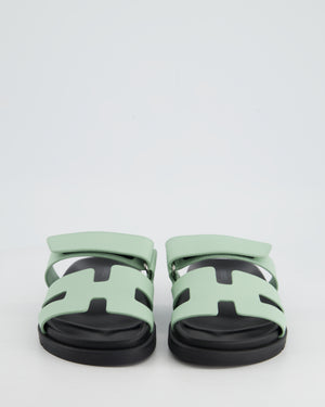 *HOT COLOUR* Hermès Vert Jade Epsom Leather Chypre Sandals Size EU 35.5