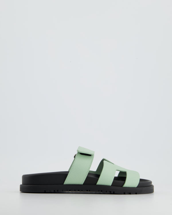 *HOT COLOUR* Hermès Vert Jade Epsom Leather Chypre Sandals Size EU 35.5