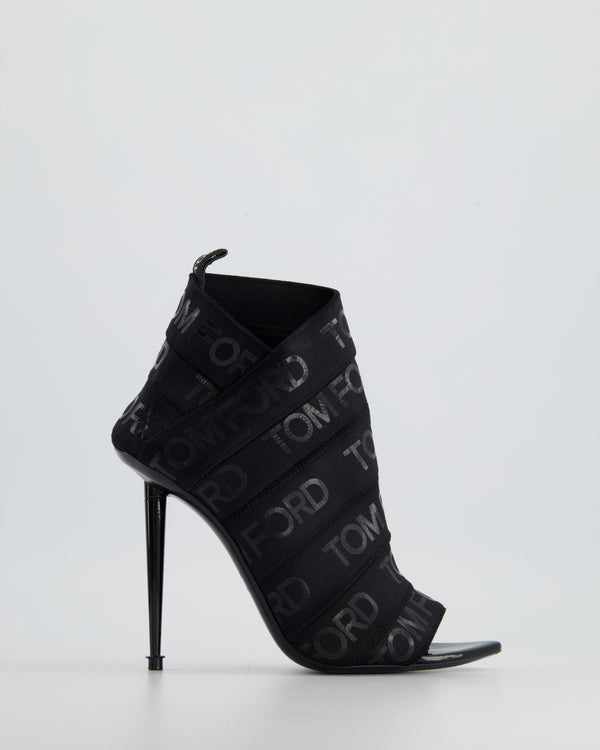 Tom Ford Black Ankle Heel Boots with Logo Details Size  EU 37