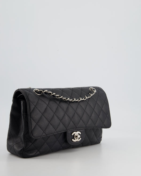 Chanel Medium Black Classic Double Flap Bag in Caviar Leather with Silver Hardware RRP - £8,530
