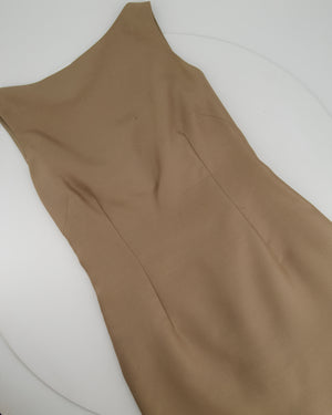 Valentino Dark Beige Sleeveless Silk Midi Dress with Bow Detail Size IT 40 (UK 8)