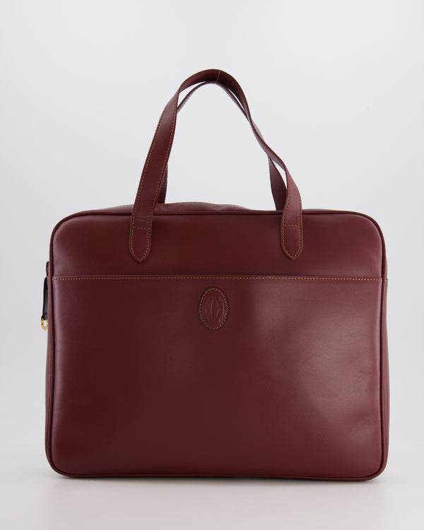Cartier Vintage Burgundy Must de Cartier Leather Briefcase with Gold Hardware