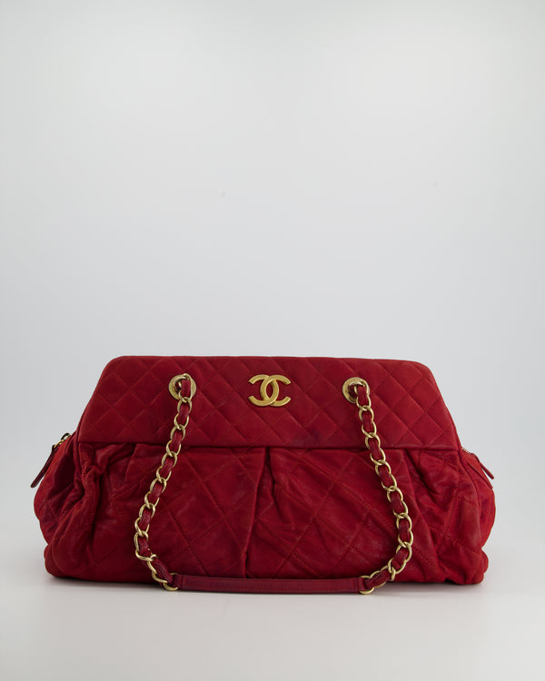 Chanel Burgundy Mademoiselle Shoulder Bag in Nubuck Leather and Gold Hardware