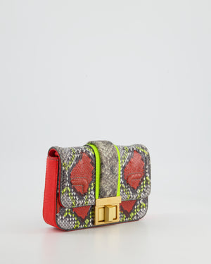MCM Red & Multicoloured Python Crossbody Chain Bag with Gold Hardware