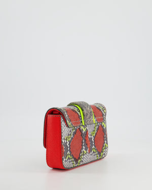 MCM Red & Multicoloured Python Crossbody Chain Bag with Gold Hardware