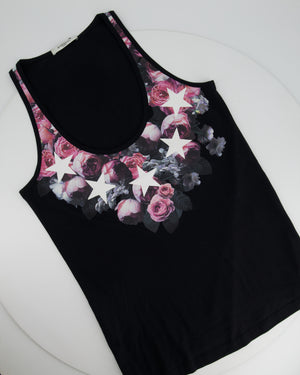 Givenchy Black and Pink Rose Printed Vest Top Size M (UK 10)