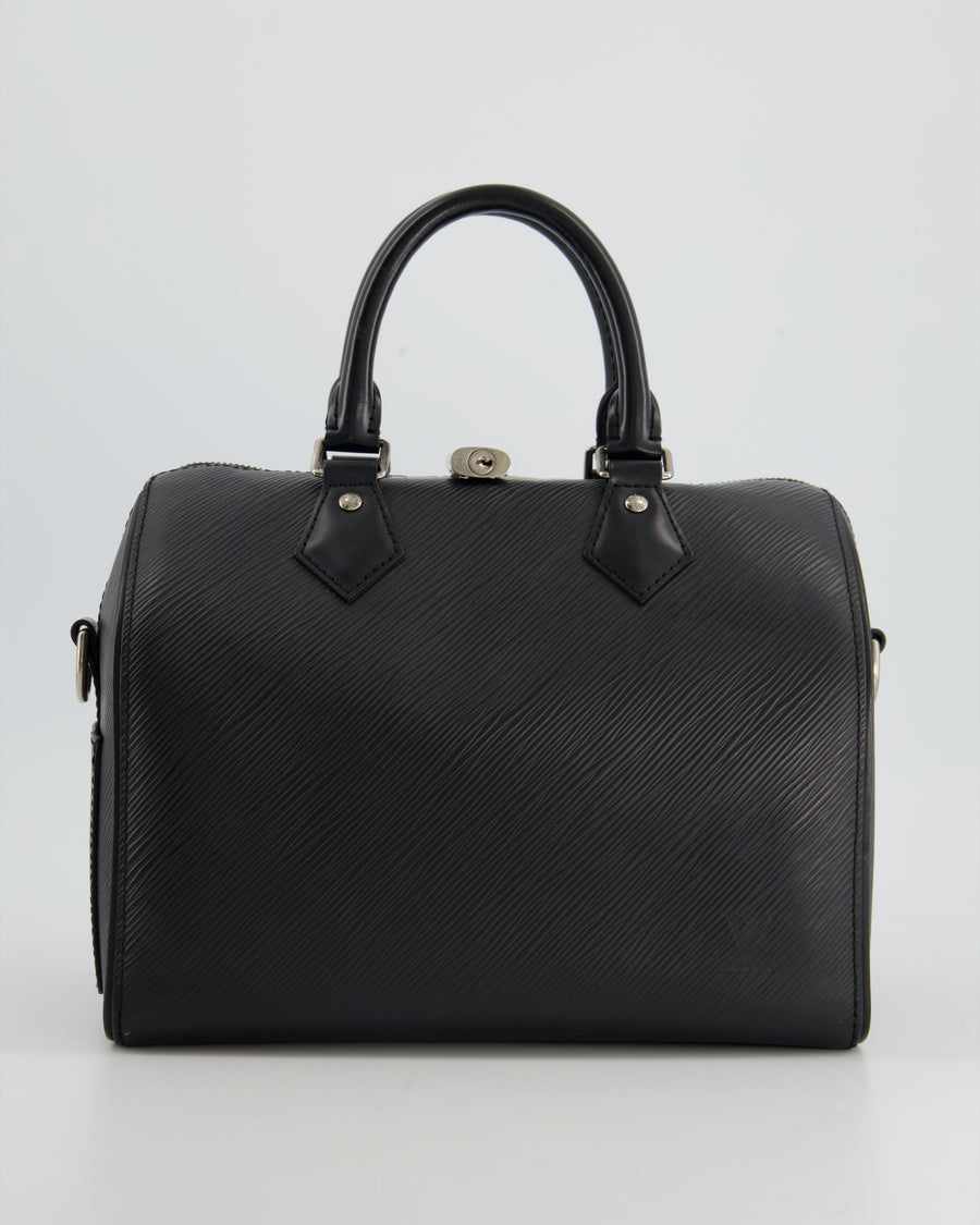 Louis Vuitton Black 25 Speedy Bag Bandoulière in Epi Leather and Silver Hardware