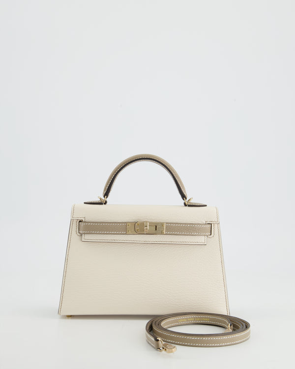 *HOT* Hermès HSS Mini Kelly II Sellier Bag 20cm in Gris Tourterelle, Nata Chevre Leather with Champagne Gold Hardware