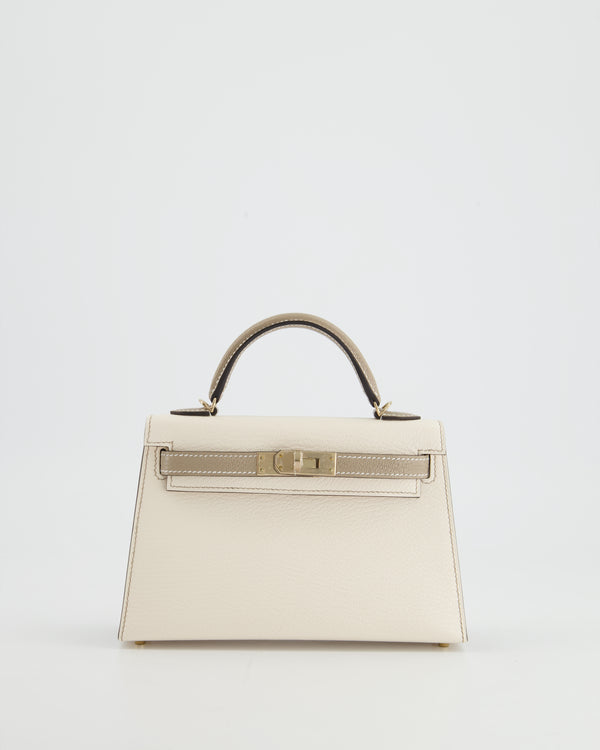 *HOT* Hermès HSS Mini Kelly II Sellier Bag 20cm in Gris Tourterelle, Nata Chevre Leather with Champagne Gold Hardware