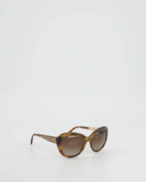 Chanel Brown Tortoise and Gold Sunglasses