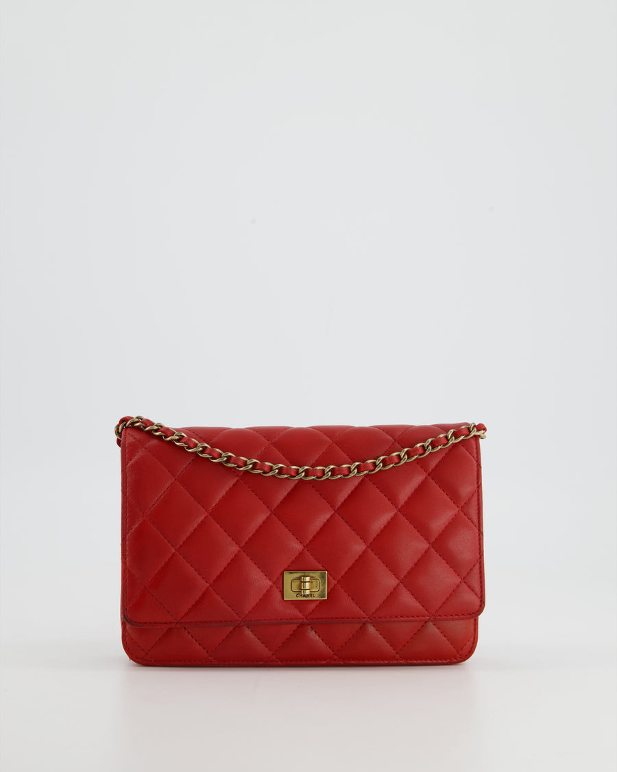 *FIRE PRICE* Chanel Red 2.55 Wallet on Chain in Lambskin Leather with  Champagne Gold Hardware