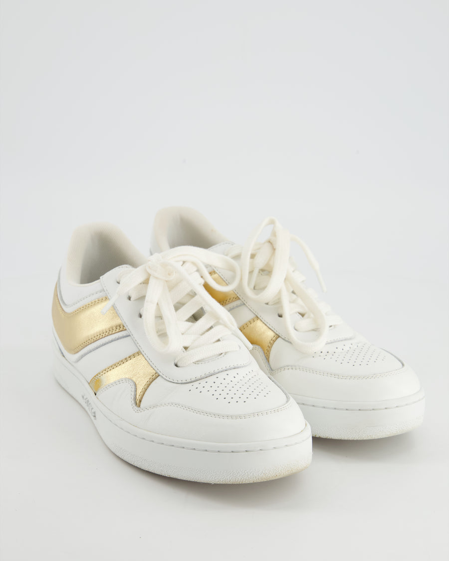 Celine Low Lace-Up White Trainers with Gold Detailing Size EU 37