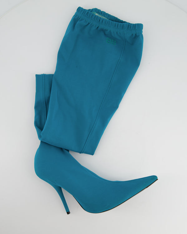 Balenciaga Blue Thigh High Knife Boot Heels Size EU 39