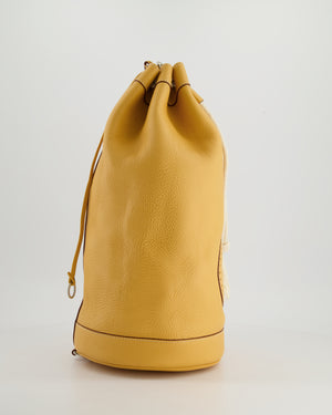 Hermès Lunch Drawstring Shoulder Bag in Jaune Clemence Leather with Palladium Hardware