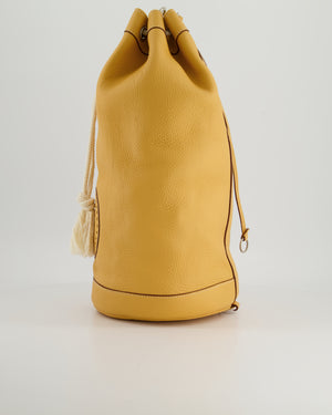 Hermès Lunch Drawstring Shoulder Bag in Jaune Clemence Leather with Palladium Hardware