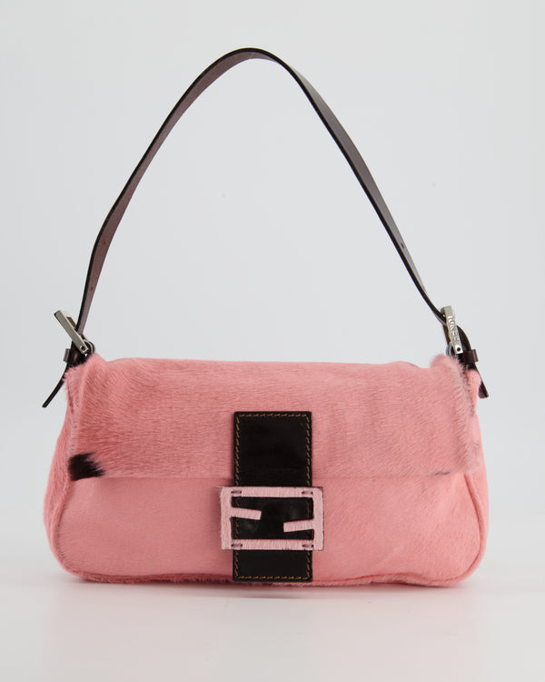 *COLLECTOR'S* Vintage Fendi Pink Pony Hair Baguette Bag with Leather Detailing