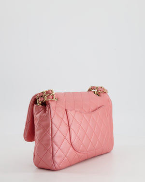 *LIMITED EDITION* Chanel Pink Metallic Single Flap Shoulder Bag in Lambskin Leather with Gold and Precious Stone Hardware