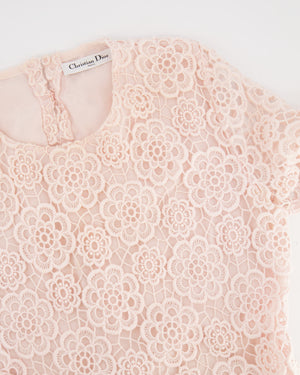 Christian Dior Baby Pink Floral Crochet Mini Dress Size FR 42 (UK 14)