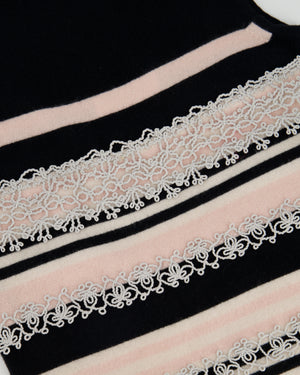 Chanel Black, Pink & White Knit Sleeveless Dress with Macrame Lace Details Size FR 36 (UK8)