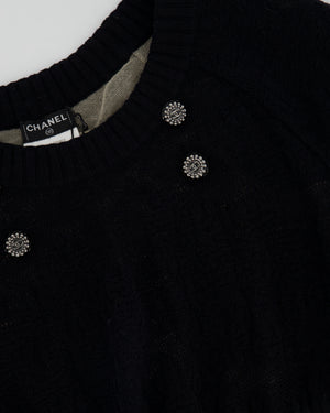 Chanel Navy Knit Short Sleeve Mini Dress with CC Button Details Size FR 36 (UK8)