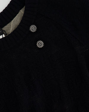 Chanel Navy Knit Short Sleeve Mini Dress with CC Button Details Size FR 36 (UK8)