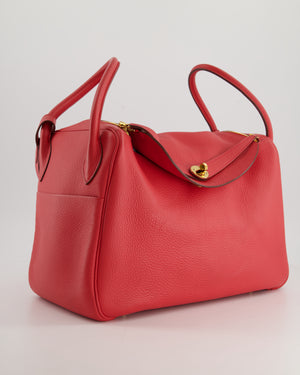 *Fire Price * Hermès Lindy 34 Bag in Rose Jaipur Clemence Leather with Gold Hardware