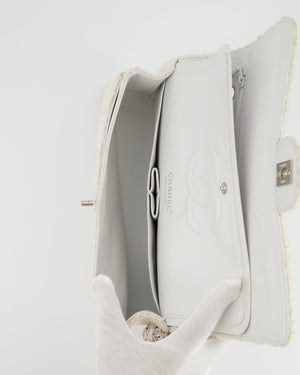 Chanel Vintage White Tweed Classic Double Flap Bag with Silver Hardware RRP - £8,530