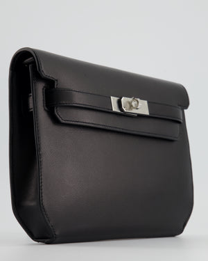 hermes kelly pochette depeches 25cm (stamp b) caban color togo leather  silver hardware, with dust cover & box