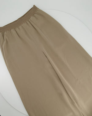 Joseph Beige Silk T-Shirt and Wide Leg Trouser Set with Elasticated Waistband Size FR 34 (UK 6)