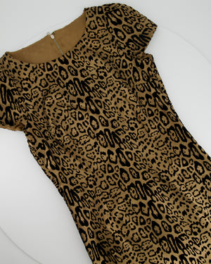 Dolce & Gabbana Bronze and Velvet Black Leopard Print Midi Dress IT 42 (UK 10)